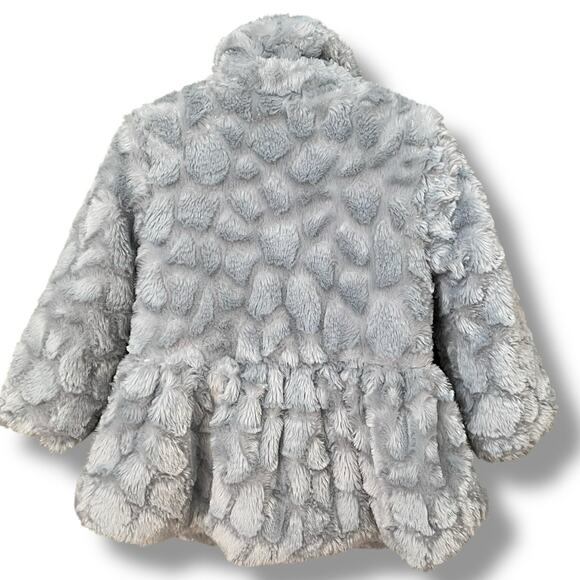 Calvin Klein Jeans Girls Size 3T Coat Jacket Faux Fur Button Down Dress Up Gray - Picture 2 of 11